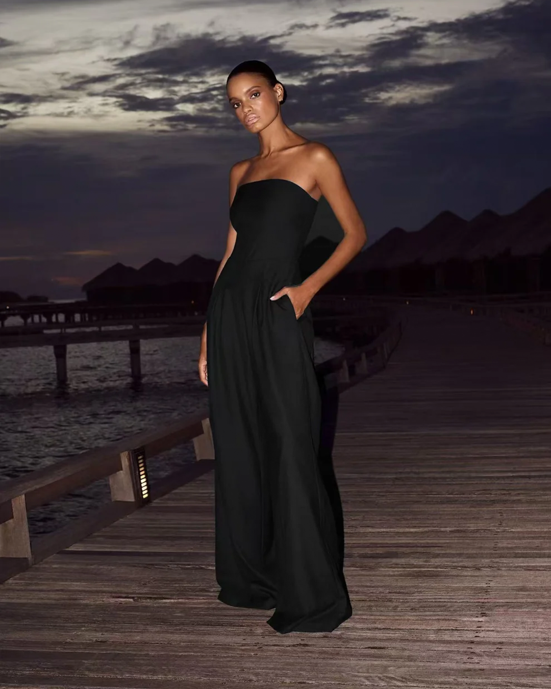 Women's Strapless Wide Leg Jumpsuit – Elegant Evening Palazzo Outfit